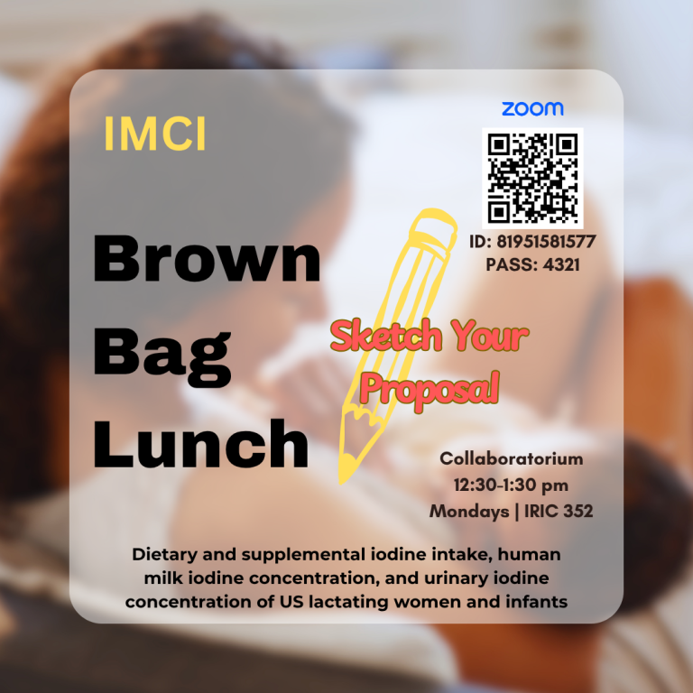 Brown Bag Lunch: Sketch Your Proposal – Adrianne Griebel-Thompson: Dietaryand supplemental iodine intake, human milk iodine concentration, and urinary iodine concentration of US lactating women and infants.