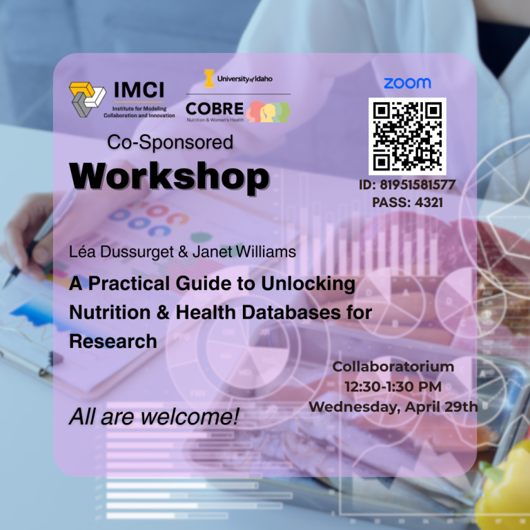 IMCI & COBRE Co Sponsored Workshop Event: A Practical Guide to Unlocking Nutrition & Health Databases for Research